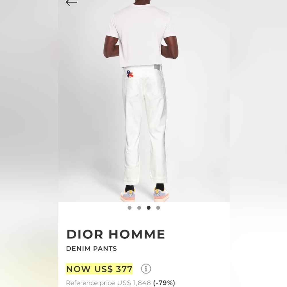 Dior Homme X Kenny Scharf Slim Fit White 100% Cotton Denim Jeans Size 31